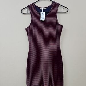 Marine Layer Burgundy and Pink Striped Sleeveless Dress